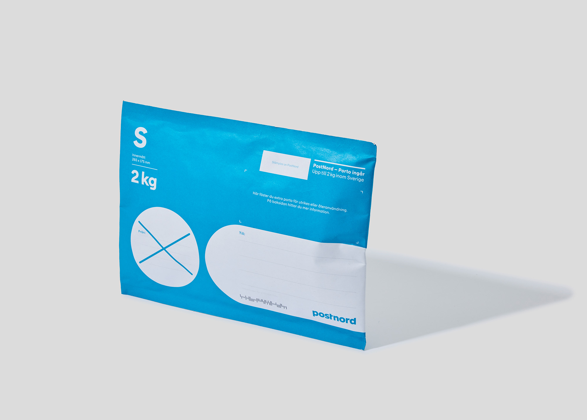 Stående blå påse framsida